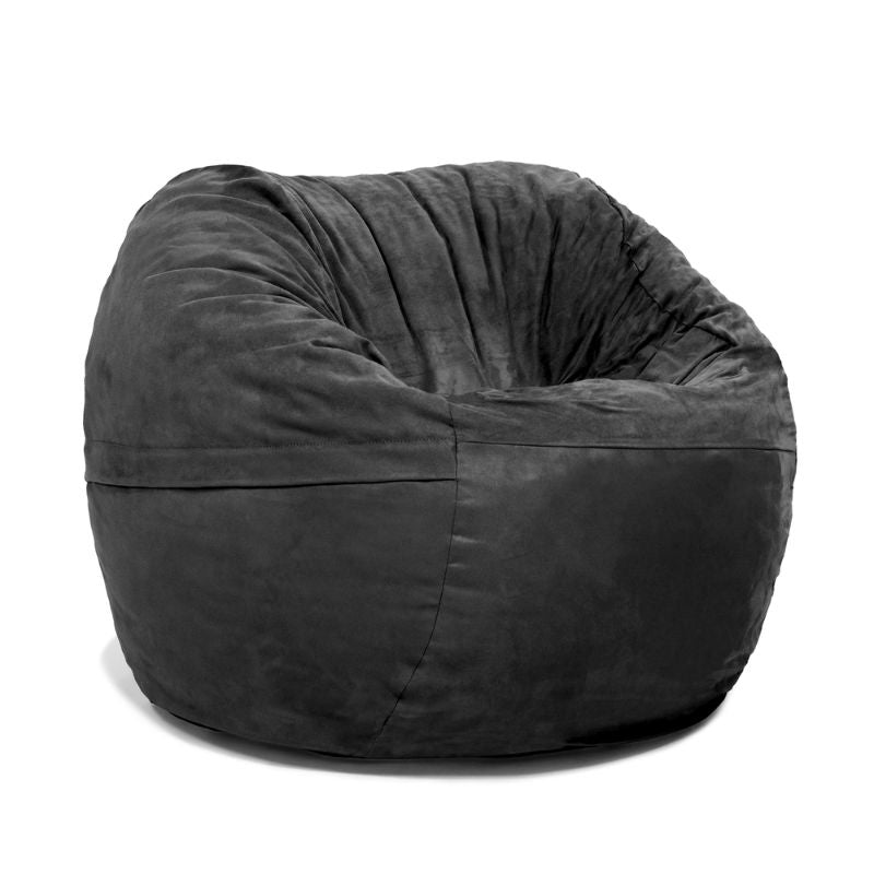Jaxx Saxx 3ft foam bean bag chair in Black microsuede, a round kids bean bag chair with a soft, supportive seat