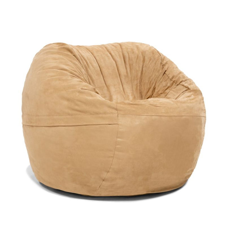 Jaxx Saxx 3ft foam bean bag chair in warm Camel microsuede, round kids bean bag seating for calm corners and playrooms