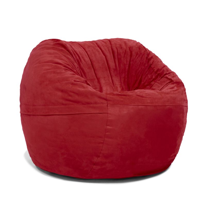 Jaxx Saxx 3ft foam bean bag chair in Cinnabar red microsuede, a round kids bean bag chair for reading and relaxing