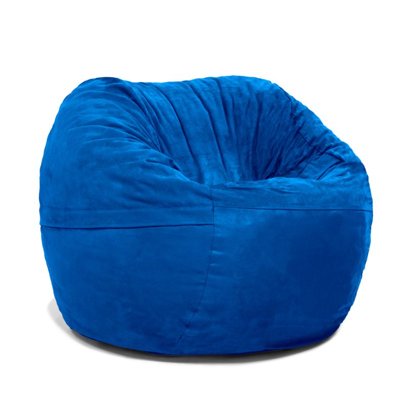 Bright Blueberry microsuede Jaxx Saxx 3ft foam bean bag chair, a kids bean bag chair sized for bedrooms and reading nooks
