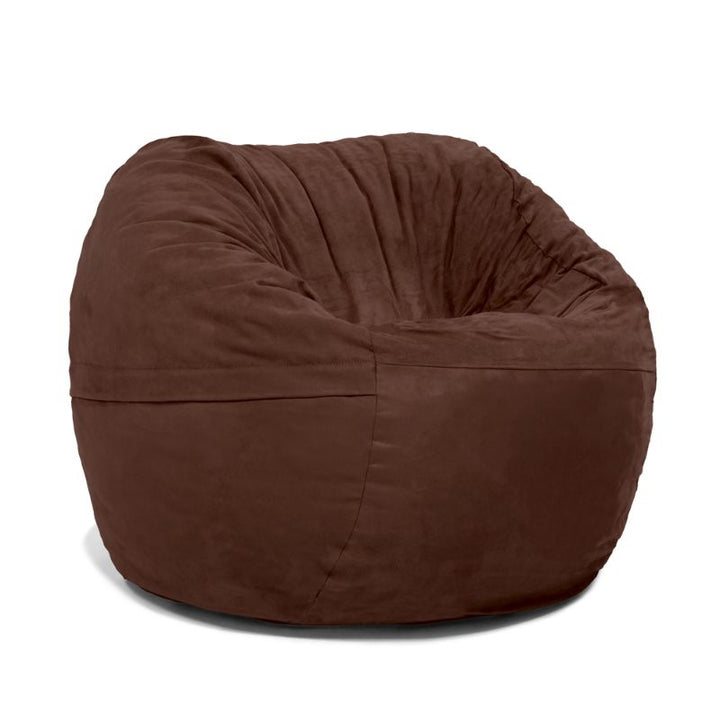 Chocolate microsuede Jaxx Saxx 3ft foam bean bag chair, a supportive kids bean bag chair filled with foam micro-cushions