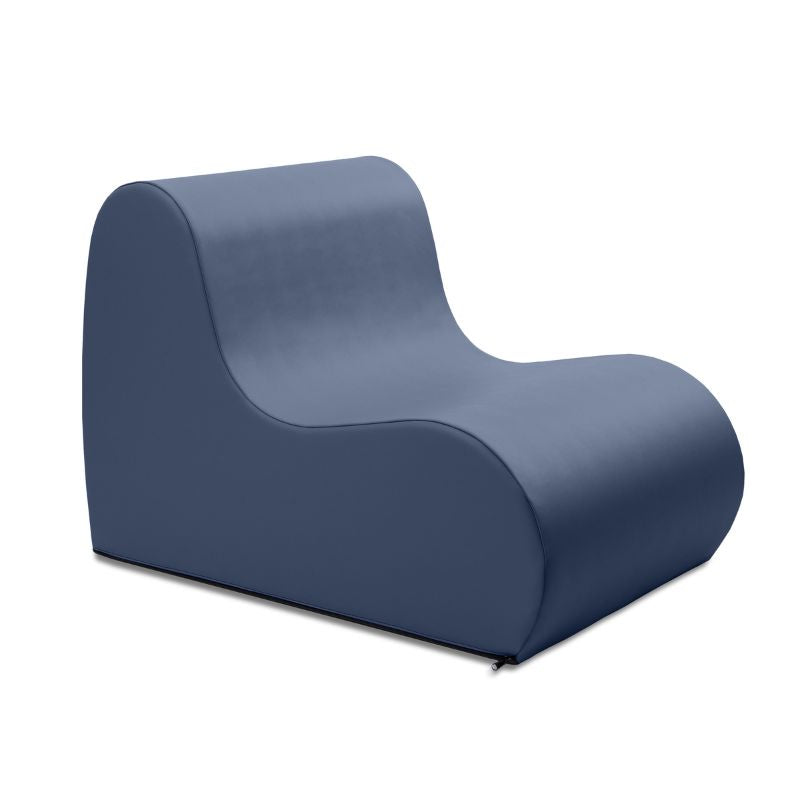 Navy Blue Jaxx Midtown Medium foam chair, a wipeable classroom soft seating chair for kids and adults