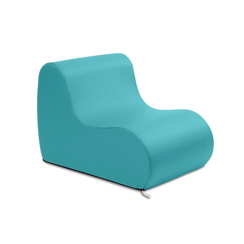 Turquoise Jaxx Midtown Small foam chair, a wipeable classroom soft seating chair for kids and adults