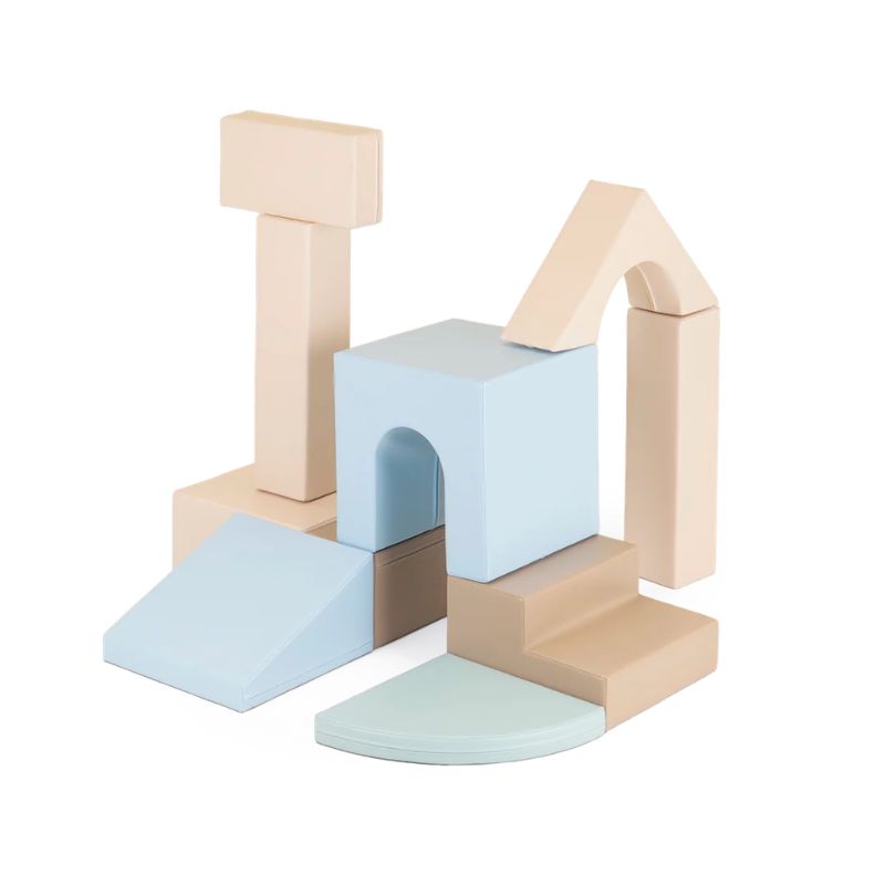 IGLU Foam Play Set Creativity foam shapes shown individually, including the arch, tunnel cube, ramp and curved step piece