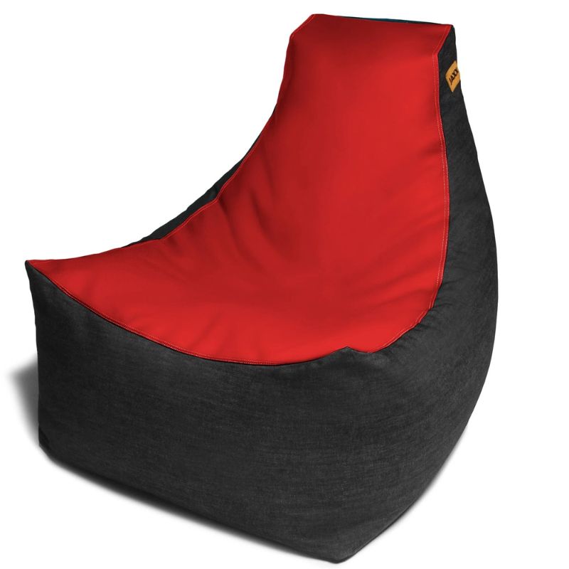 Jaxx Pixel gaming bean bag chair in purple vinyl and denim, a comfortable gaming chair for kids' rooms