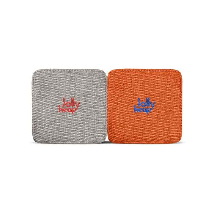 Light grey and orange fabric colour swatch for JollyHeap giant magnetic building blocks