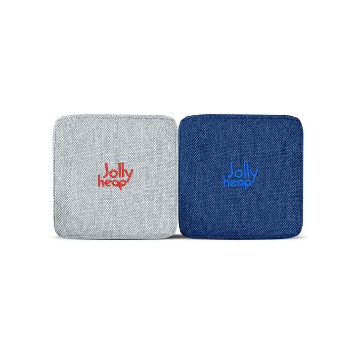 Light grey and blue fabric colour swatch for JollyHeap giant magnetic building blocks