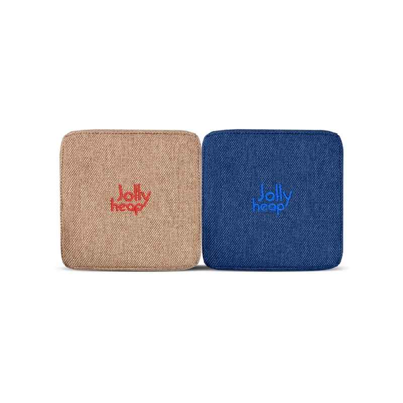 Light brown and blue fabric colour swatch for JollyHeap giant magnetic building blocks