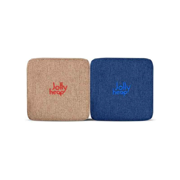 Light brown and blue fabric colour swatch for JollyHeap giant magnetic building blocks