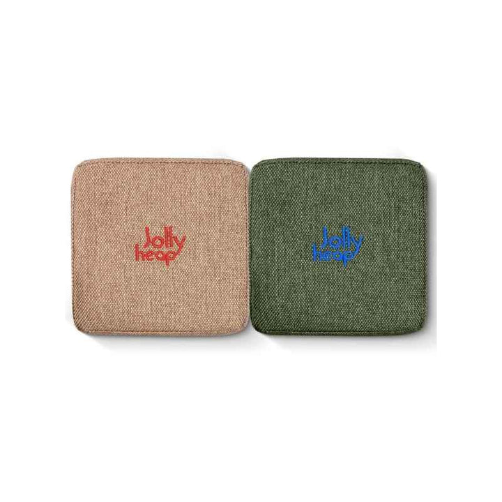 light brown and green fabric colour swatch for JollyHeap giant magnetic building blocks