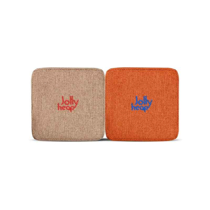 Light brown and orange fabric colour swatch for JollyHeap giant magnetic building blocks
