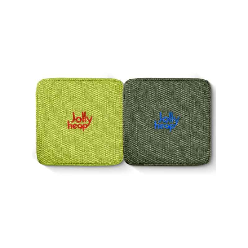 Lime green and green fabric colour swatch for JollyHeap giant magnetic building blocks
