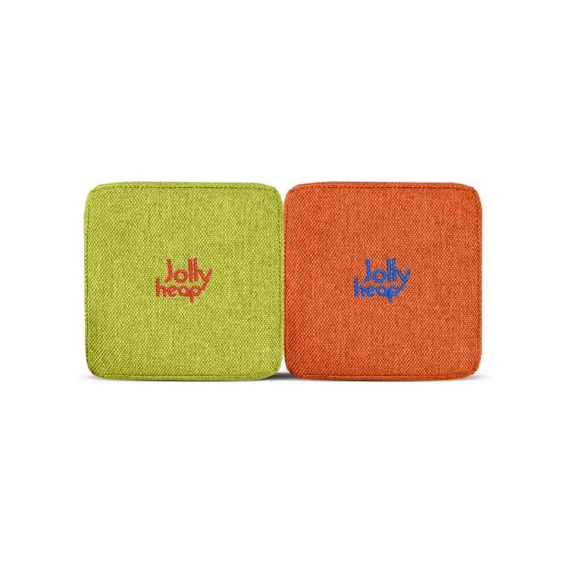 Lime green and orange fabric colour swatch for JollyHeap giant magnetic building blocks
