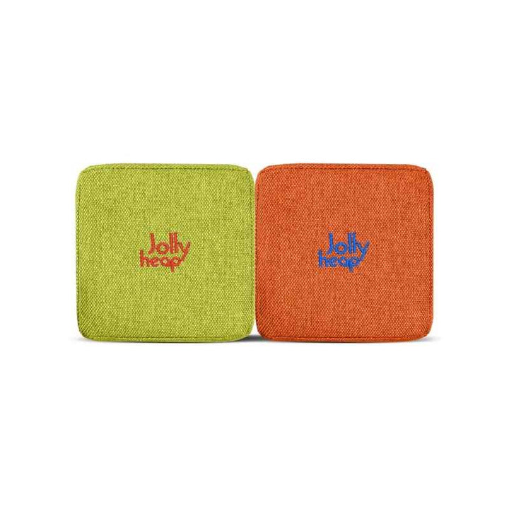 Lime green and orange fabric colour swatch for JollyHeap giant magnetic building blocks
