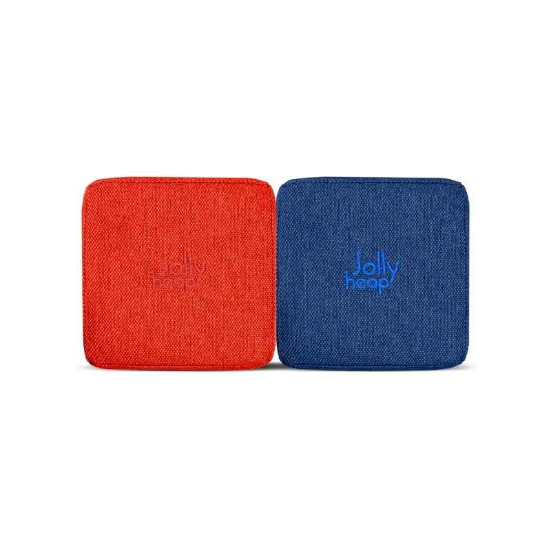 Red and blue fabric colour swatch for JollyHeap giant magnetic building blocks