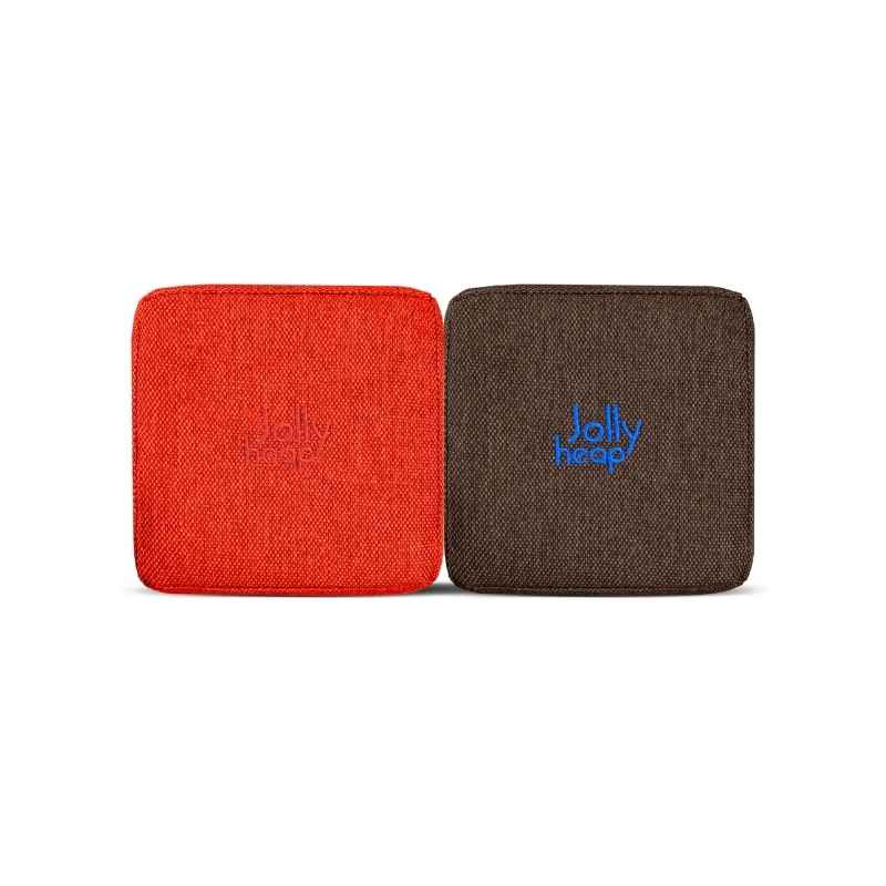 Red and dark brown fabric colour swatch for JollyHeap giant magnetic building blocks