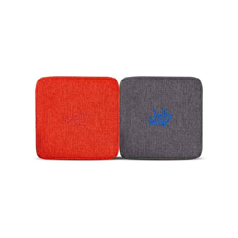Red and dark grey fabric colour swatch for JollyHeap giant magnetic building blocks