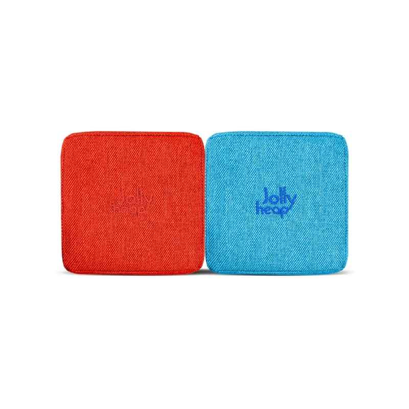 Red and turquoise fabric colour swatch for JollyHeap giant magnetic building blocks