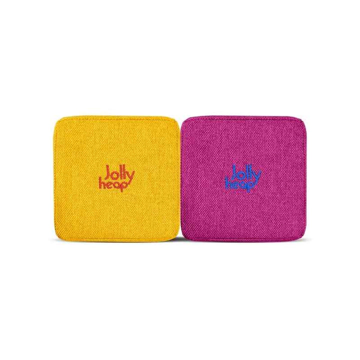 Yellow and violet fabric colour swatch for JollyHeap giant magnetic building blocks