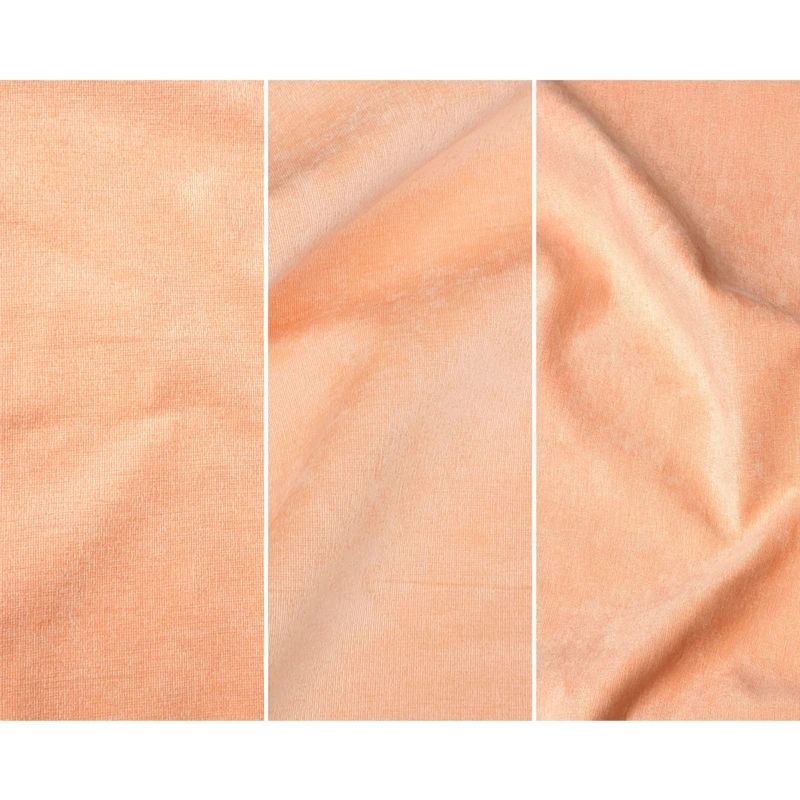 Close-up of Go Coconut - The Coconut in Peach Party showing the Durable Micro Velveteen micro-brushed fabric texture of the removable machine-washable cover on the Canadian-made play couch
