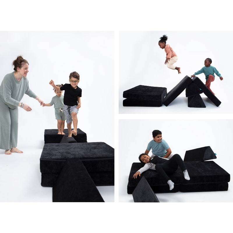 Go Coconut Half Coconut in Blackberry Shadow showing three build options for active sensory and imaginative play