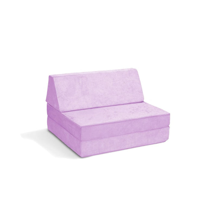 Go Coconut Half Coconut compact modular kids play couch in Lilac Lush, landscape view of the 2-piece foam sensory furniture