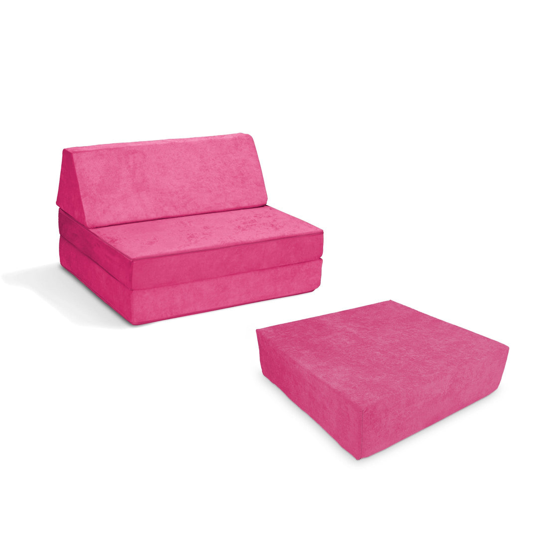 Go Coconut Half-Coconut Maxi Bundle modular kids' play couch and indoor bounce pad in Pitaya Punch, a vibrant hot pink Canadian-made compact foam play set with CertiPUR-certified foam