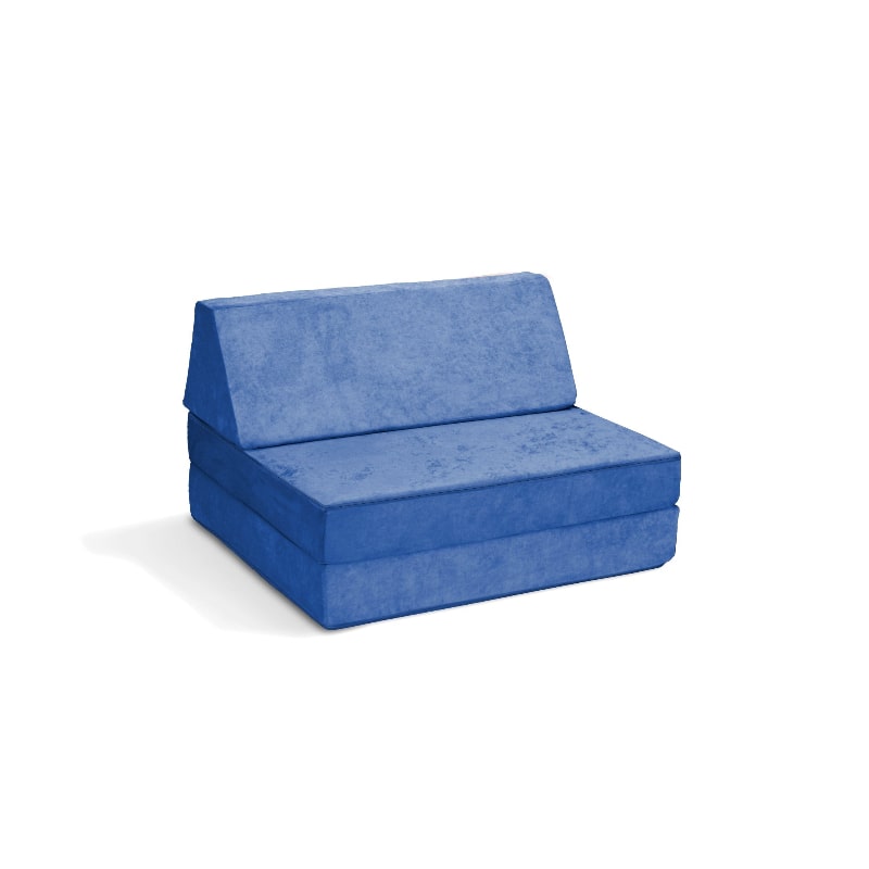 Go Coconut Half Coconut modular kids play couch in Moon Melon, landscape view of the compact 2-piece foam sensory furniture