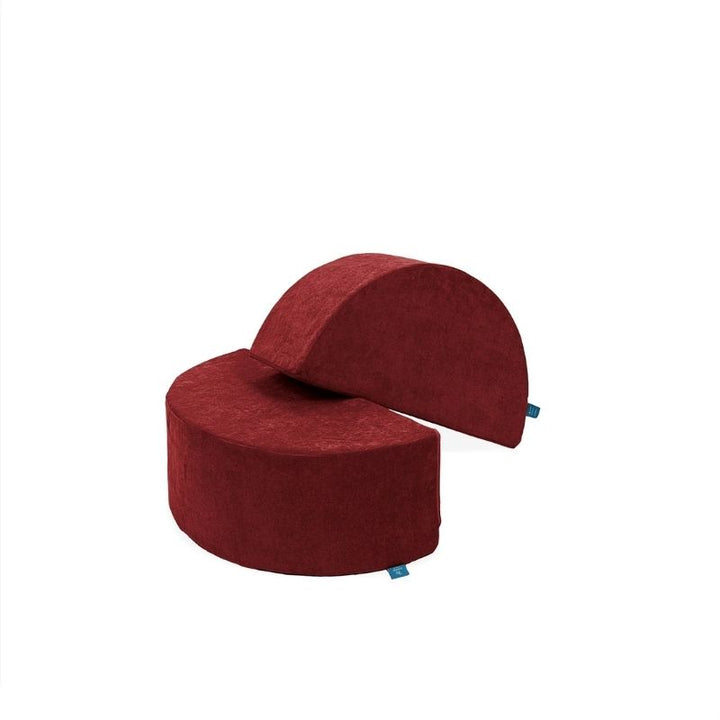 Go Coconut Half-Moon 2 Pack in Cherry Swirl showing the paired CertiPUR foam arch modules for rocking, climbing, and building configurations in the Go Coconut range