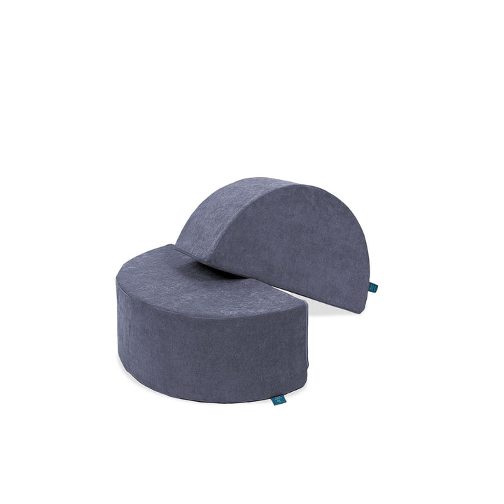 Go Coconut Half-Moon 2 Pack in Cuddly Koala showing the two CertiPUR-US certified curved foam arch pieces with Durable Micro Velveteen covers and lifetime warranty, made in Canada