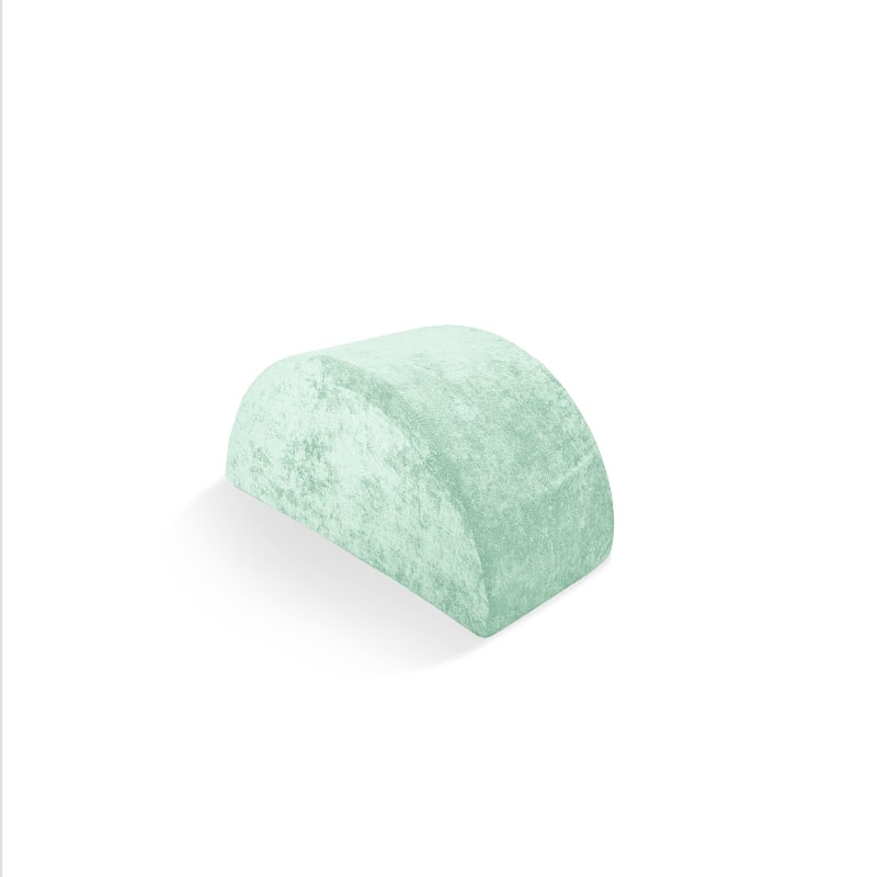 Go Coconut Mega Rocker kids foam rocker in Cool Cucumber mint, landscape view of the half-circle arch for active sensory and balance play