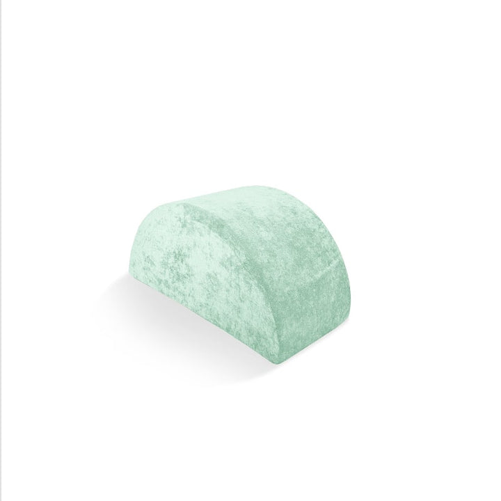 Go Coconut Mega Rocker kids foam rocker in Cool Cucumber mint, landscape view of the half-circle arch for active sensory and balance play