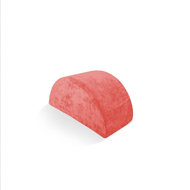 Go Coconut Mega Rocker kids foam rocker in Coral Crush, landscape view of the half-circle arch for vestibular and active sensory play