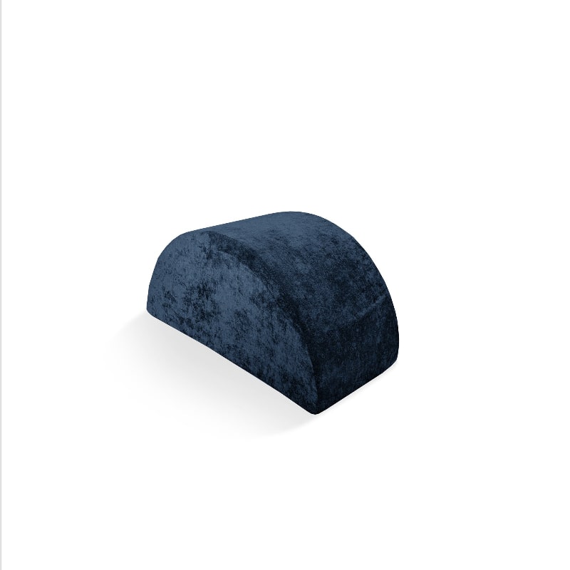 Go Coconut Mega Rocker foam rocker in Midnight Tide deep blue, landscape view of the half-circle arch for vestibular and gross motor play