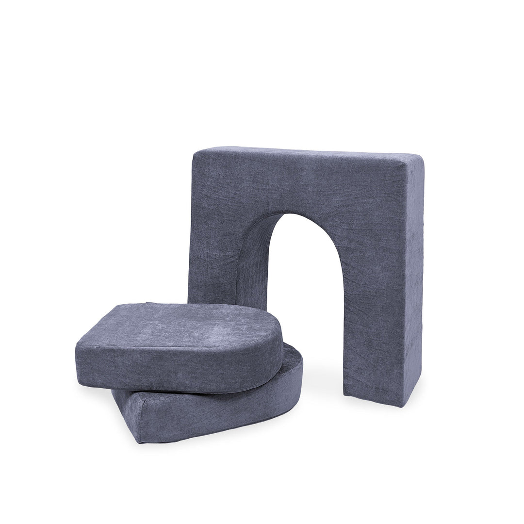 Go Coconut Wall 10" & Doors Set in Cuddly Koala second view showing the freestanding CertiPUR-US certified 10-inch foam play couch wall add-on with machine-washable cover and two 5-inch door pieces