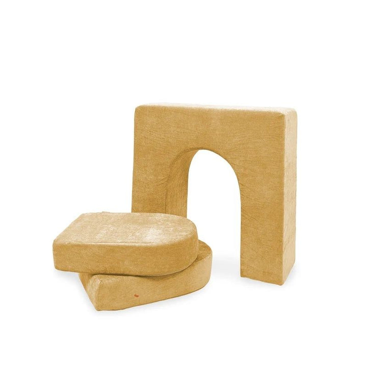 Go Coconut Wall 10" & Doors Set in Mango Blast showing the freestanding 10-inch thick foam wall with machine-washable Durable Micro Velveteen cover and two doors, 100% made in Canada