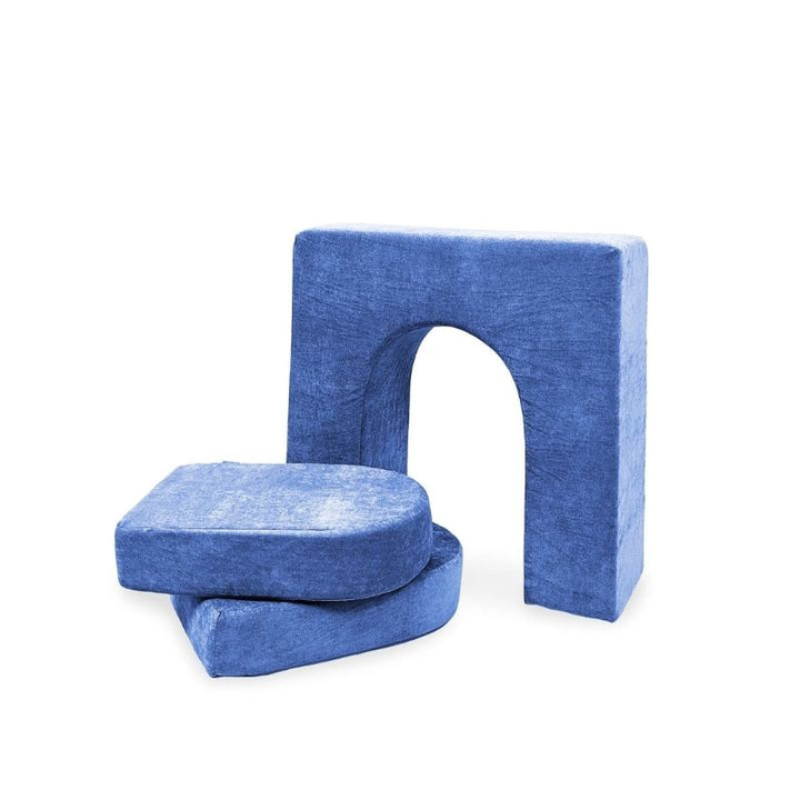 Go Coconut Wall 10" & Doors Set in Moon Melon showing the freestanding 10-inch play couch wall that stands independently with two door inserts and a crawl-through hole for creative fort building