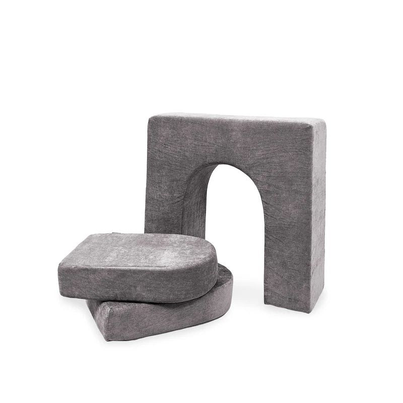 Go Coconut Wall 10" & Doors Set in Rhino Tango showing the thick freestanding 10-inch foam wall with Durable Micro Velveteen cover, crawl-through hole, and two doors compatible with the full Go Coconut range