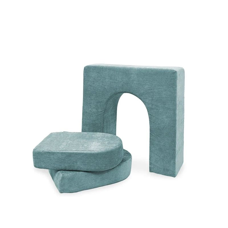 Go Coconut Wall 10" & Doors Set in Sea Berry showing the 10-inch freestanding CertiPUR foam wall add-on with crawl-through opening and two matching 5-inch doors, made in Canada with lifetime warranty