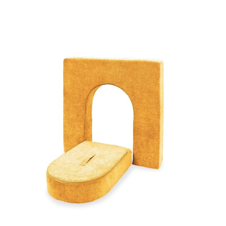 Go Coconut Wall 5" & Door Set in Honey Hop showing the 5-inch foam wall and door set with machine-washable Durable Micro Velveteen cover, available as 1 or 2 sets for play couch fort building