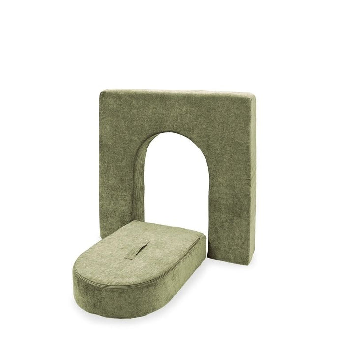 Go Coconut Wall 5" & Door Set in Kiwi Swing showing the lightweight 5-inch foam wall and door piece, the more compact and affordable play couch wall add-on made 100% in Canada with lifetime warranty