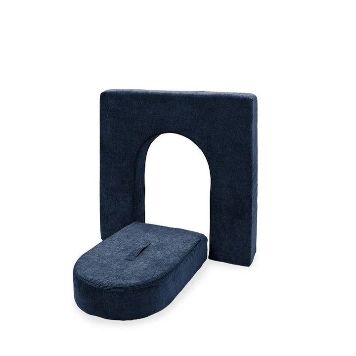Go Coconut Wall 5" & Door Set in Midnight Tide showing the 5-inch lightweight foam wall and door with handle, designed for young children's independent play with Go Coconut modules