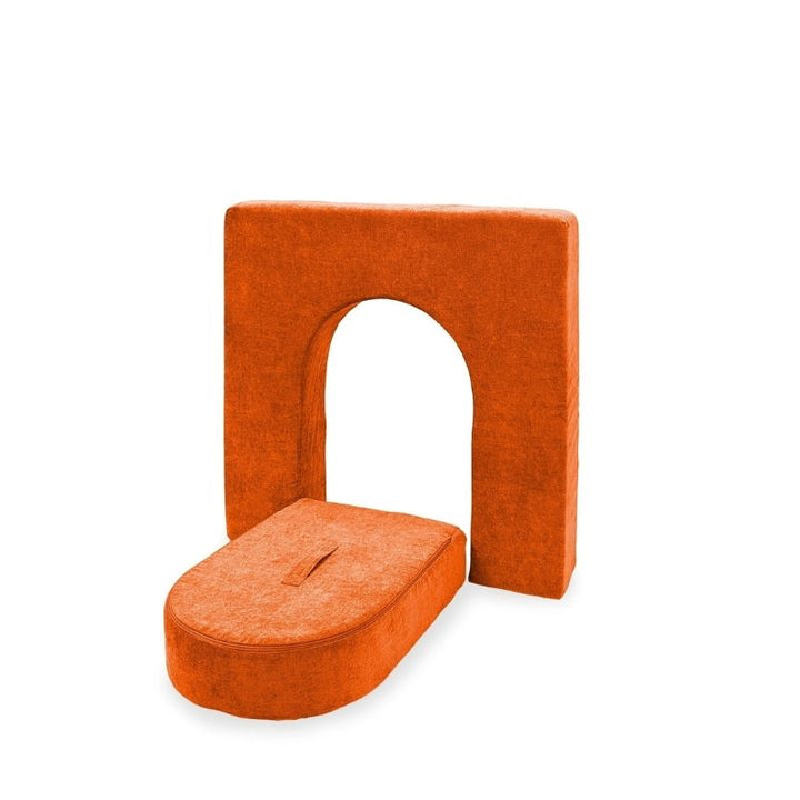 Go Coconut Wall 5" & Door Set in Papaya Splash showing the compact 5-inch foam wall and door piece designed for little hands for play couch fort building and imaginative pretend play