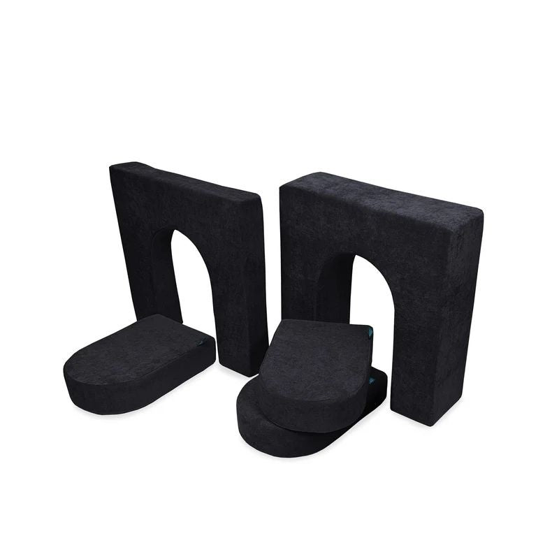 Go Coconut Walls and Doors Bundle in Blackberry Shadow showing the CertiPUR-US certified foam wall and door modules made 100% in Canada for play couch fort building and enclosed play configurations