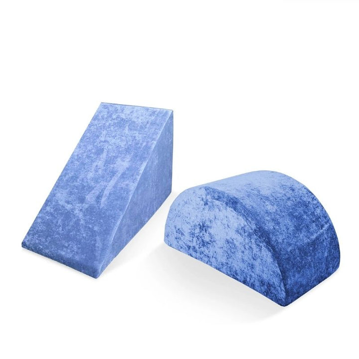 Go Coconut Wedge & Mega Rocker Bundle in Moon Melon showing the CertiPUR foam Wedge and Mega Rocker for active play, vestibular processing, and proprioceptive sensory input in home and sensory spaces