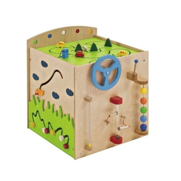 Children playing together at the HABA Pro Multi Learning Cube - sensory activity cube supporting cooperative play and social development in early childhood classrooms