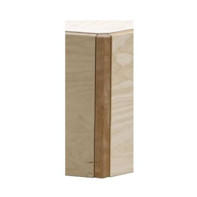Close-up detail of the HABA Pro Grow.upp sensory bath platform birch wood corner joint construction, showing the quality and durability of the German-made craftsmanship