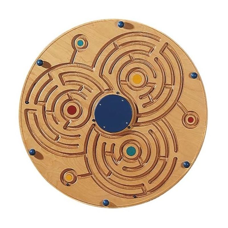 HABA Pro Large Ball Labyrinth Wall Activity panel, 39.5 inch circular sensory wall panel in birch plywood with acrylic glass pane for OT clinics and schools