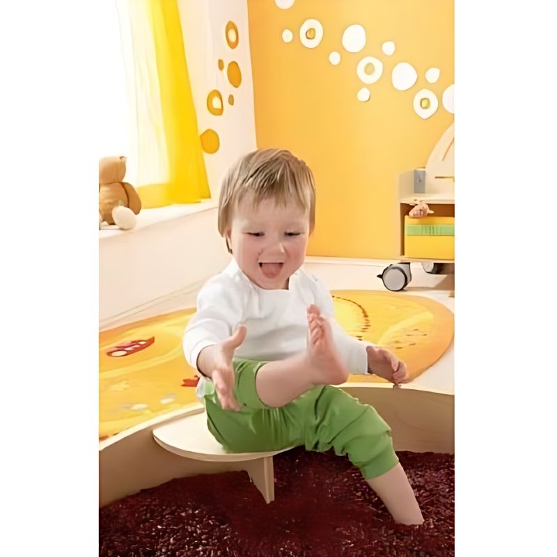 HABA Pro Sensory Bath showing three semicircular rim seats for foot bath and seated sensory play for children