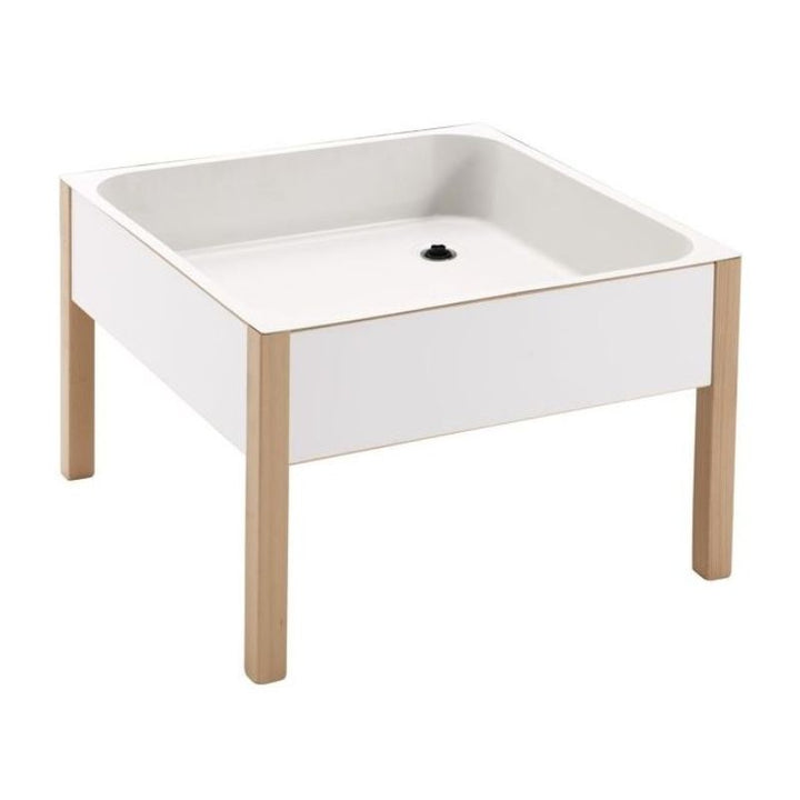 HABA Pro Water & Sand Table clean landscape view showing beech wood frame with decor-coated sides and plastic tub for classroom sensory play